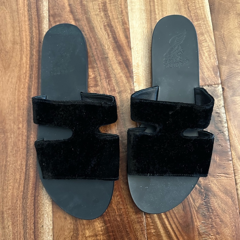 Ancient Greek Sandals Apteros Velvet Slides Size 41